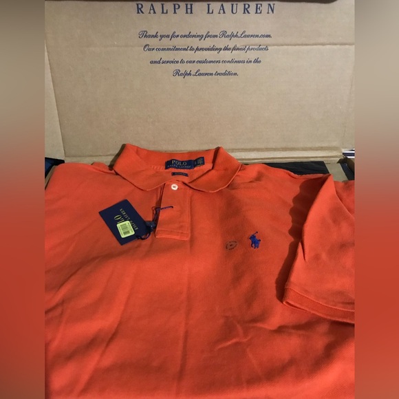 Polo Ralph Lauren Orange Classic Fit Polo Shirt Size XL - Picture 2 of 5